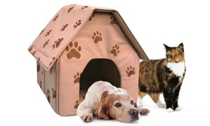 Переносний будиночок для собак Portable Dog House — м'яка будка для собак, будиночок для тварин