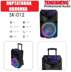 Temeisheng SK-012, два мікрофони, 12", Потужна бездротова колонка Bluetooth