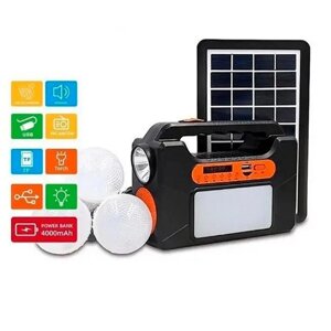 Портативна сонячна автономна система Solar Light RT-905BT (MP3, радіо, Bluetooth, 3 лампочки)