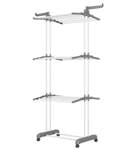 Сушарка для білизни Garment Rack With Wheels 3 яруса (Сіра, синя, рожева), Сушка для одягу підлогова