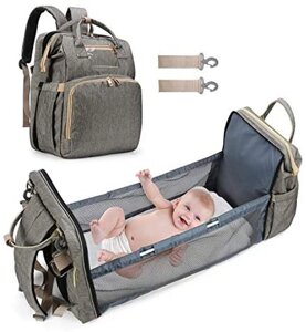 Рюкзак-ліжечко для мами Baby Travel Bed-Bag black 20 grey, Багатофункціональна дитяча сумка