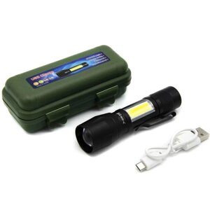 Світлодіодний ліхтарик Bailong Police COB USB BL-513 у пластиковому чохлі, Ручний ліхтар на акумуляторі