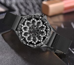 Годинник Rotation Watch ЧОРНІ, жіночий наручний годинник, Годинник на браслеті жіночі