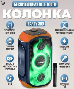 Портативна Bluetooth-колонка Hopestar PARTY 300 80W (1 мікрофон), Бездротова Колонка з підсвіткою