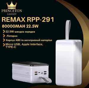 Power Bank REMAX RPP-291 8000 mAh 22.5 W, Повербанк, Швидке заряджання для телефона