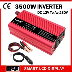 Інвертор напруги FOVAL чиста синусоїда з 12 V на 220 V 3500 W, Підвищувальний перетворювач Інвертор