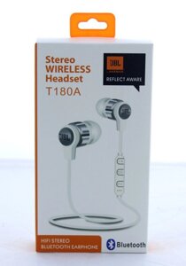 Навушники безпровідні wireless stereo headset MDR JBL T180A + BT, вакуумні вкладиші з вбудованим мікрофоном