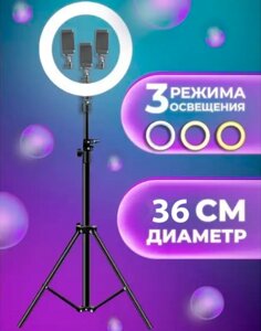 Кільцева Лампа Ring Fill Light QX-360 QX-300 36см + Штатив 2.1м, Світлодіодне Освітлення для Блогера Страмера Тиктокера