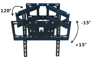 Кронштейн для TV M-55 (26"-65"), Поворотне кріплення для ТВ, Утримувач для телевізора на стіну