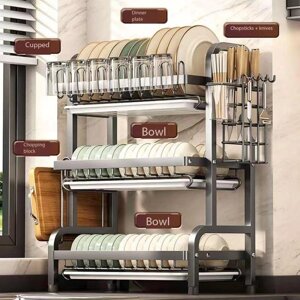 Сушарка Dish rack для посуду на кухні, Стійка для сушіння, Полиця для зберігання, Сушарка-стелаж для посуду