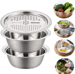 Кухонний набір терка, сито, ємність Stainless steel multifunctional basin, Овочерізка з друшляком