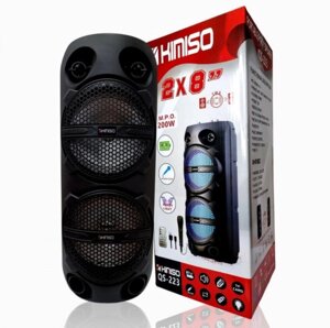 Портативна колонка з мікрофоном Kimiso QS-223 SD/USB/FM/Bluetooth/підсвічування, Блютуз акустика