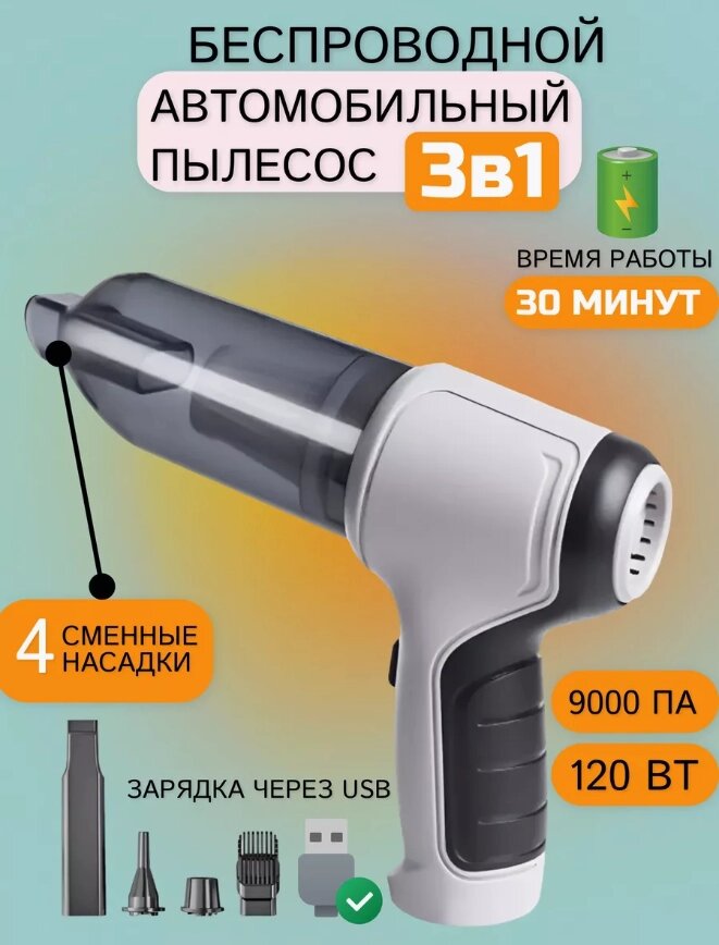 Пилосос Портативний Міні Multifunction Vacuum Cleaner JB-107 (VC-02), Компактний Потужний пилосос від компанії Show Market - фото 1