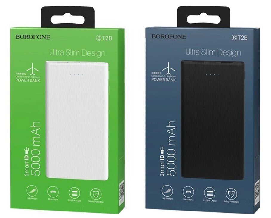 Power bank 5000 mAh BOROFONE BT2B, Повербанк, Зовнішній акумулятор, Портативна зарядка від компанії Show Market - фото 1