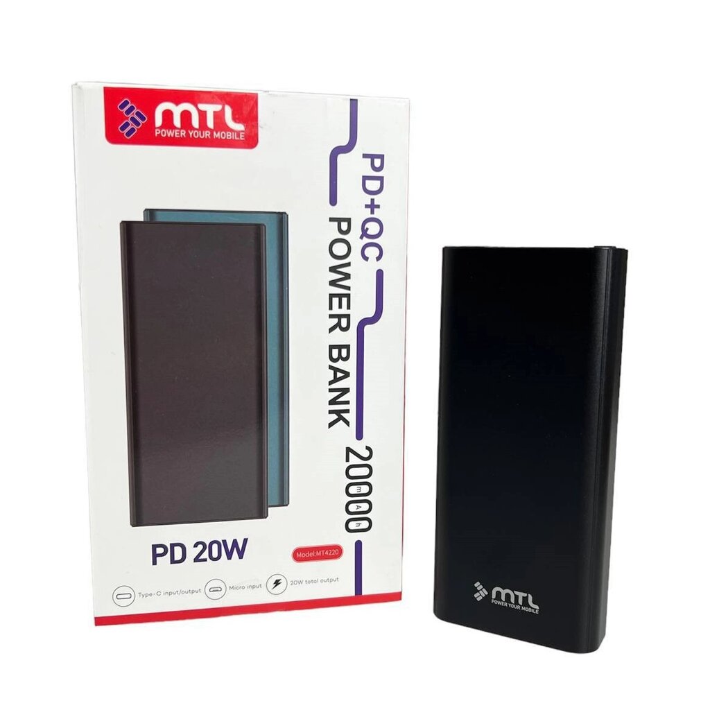 Power Bank MTL MT-4220 20000 mAh  ⁇  Повербанк зі швидким заряджанням QC3.0  ⁇  Зовнішній акумулятор для телефона від компанії Show Market - фото 1