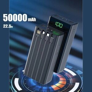 Power Bank PZX-V50 50000 mAh 22.5W , Повербанк , Портативне заряджання , Зовнішній акумулятор для телефона