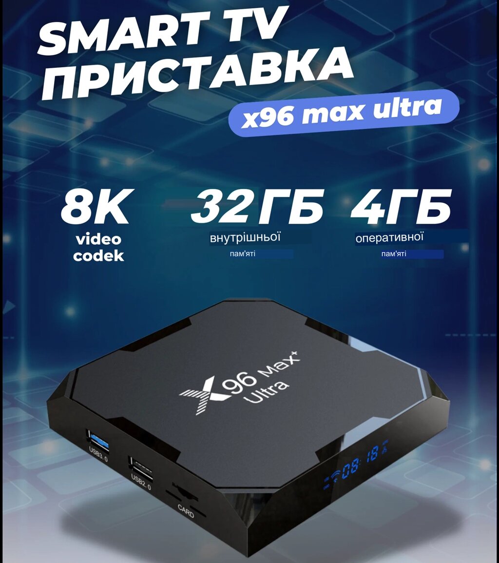 Приставка TV-BOX X96 Max+ultra 4/32 Android 11, Андроїд смарт-ТБ приставка, ТБ бокс від компанії Show Market - фото 1