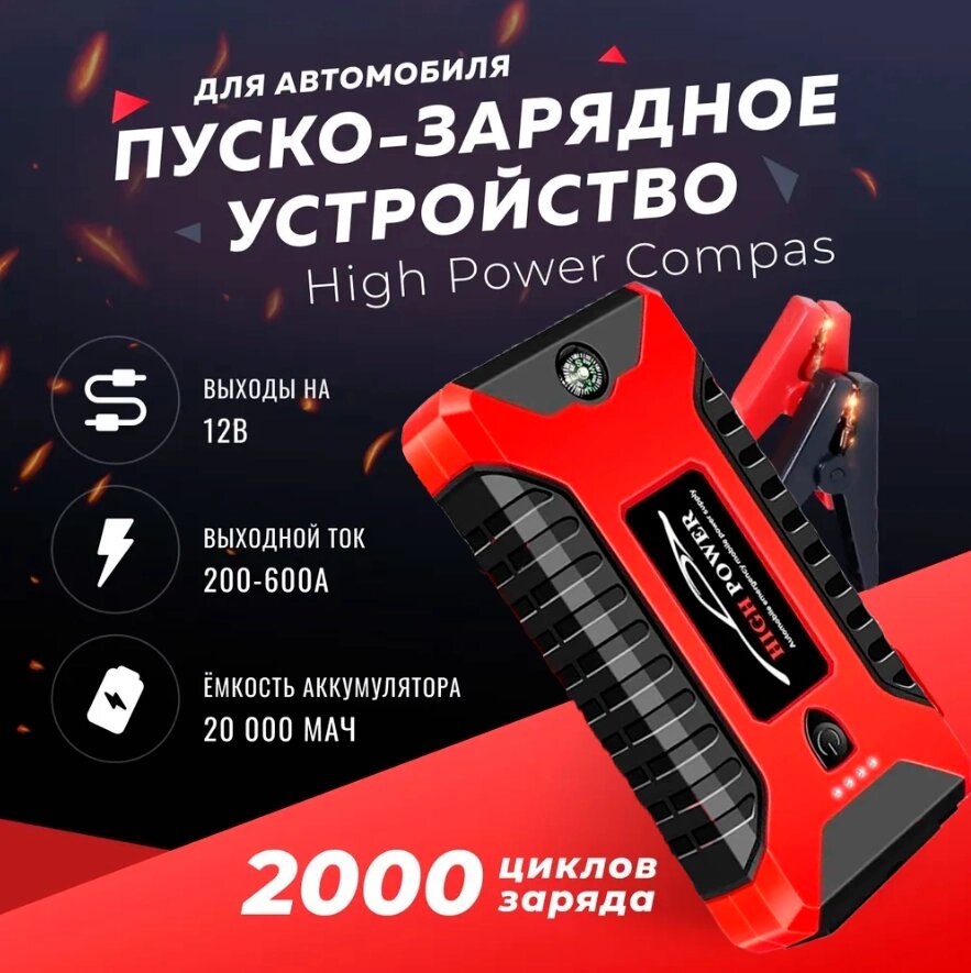 Пускозарядний пристрій Jumpstarter 29B (Pump. з компресором), Портативний Бустер Акумулятора від компанії Show Market - фото 1