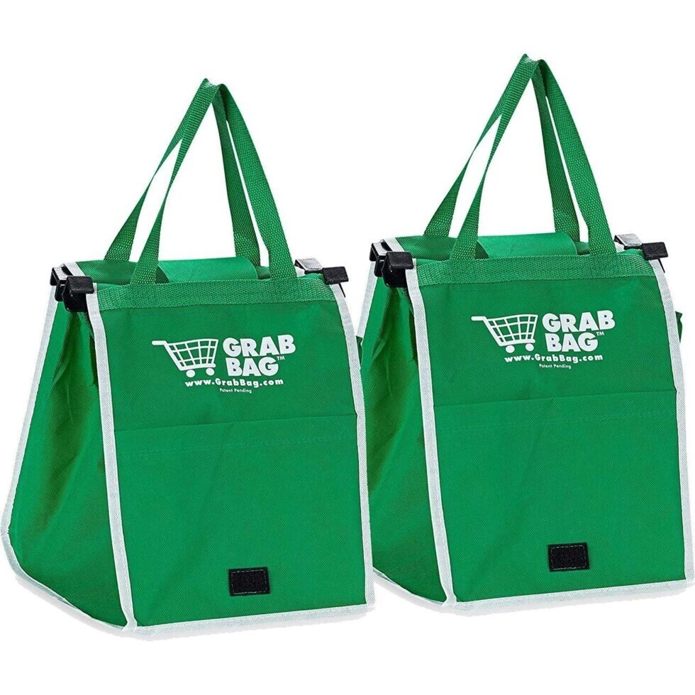 Складна господарська сумка для покупок Grab Bag (2 шт.) Snap-on-Cart Shopping Bag від компанії Show Market - фото 1