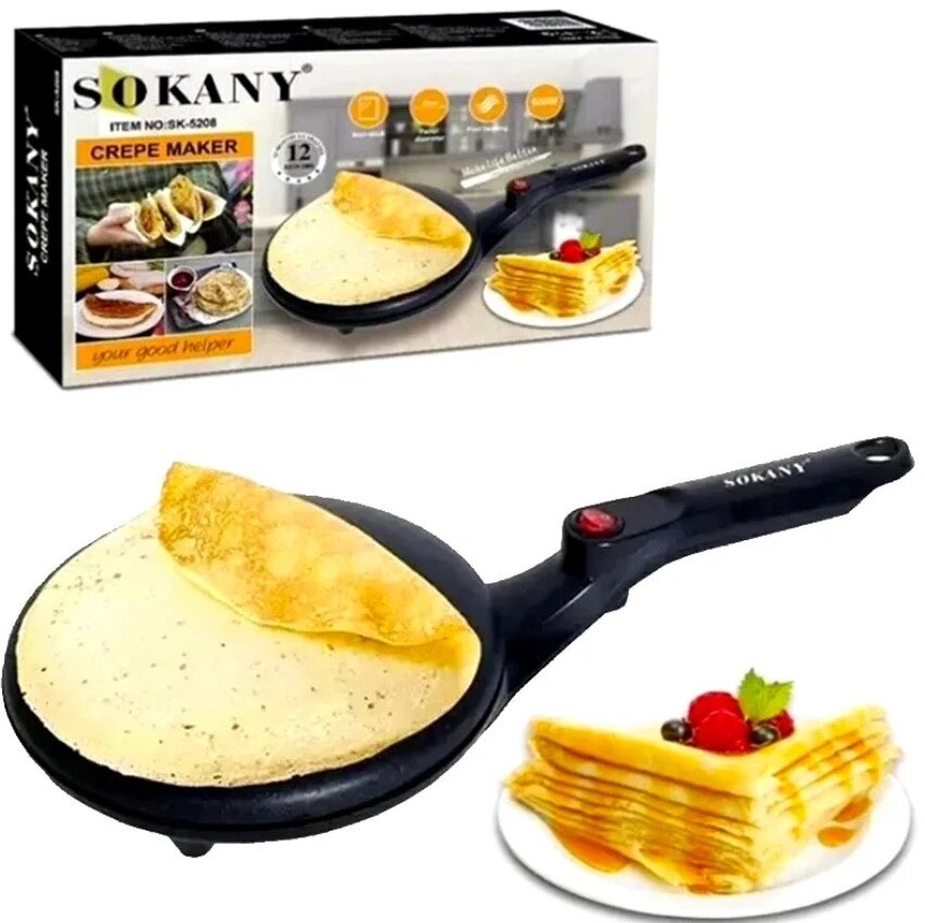 Сковорідка для приготування млинців Sokany SK-5208 Crepe Maker, Електрична млинниця від компанії Show Market - фото 1