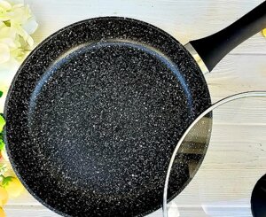 Сковорода з кришкою 20 см темний граніт UNIQUE UN-5143 | Антипригарна сковорода | Гранітна сковорода