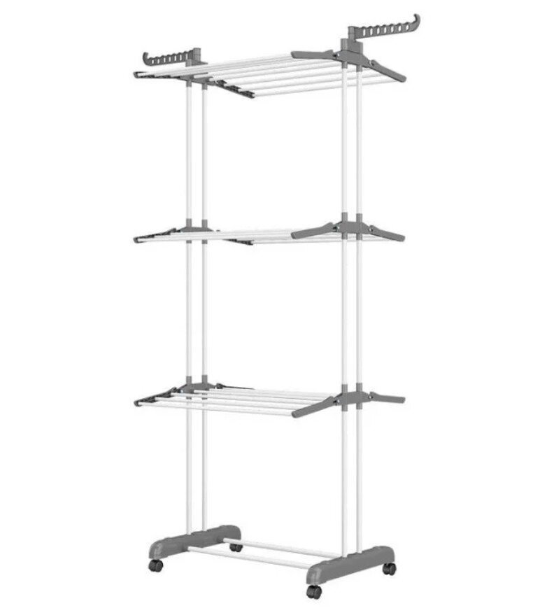 Сушарка для білизни Garment Rack With Wheels 3 яруса (Сіра, синя, рожева), Сушка для одягу підлогова від компанії Show Market - фото 1