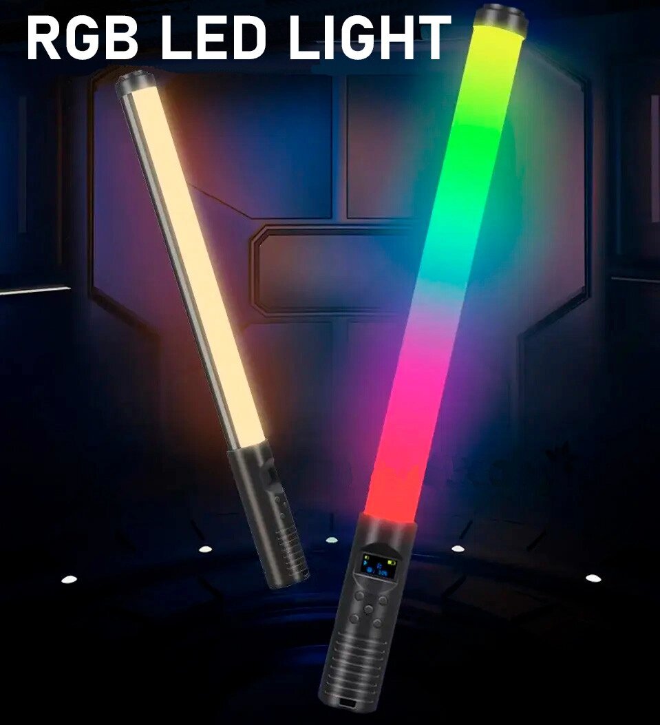 Світлодіодний відеосвіт-стик для відеознімання та селфі LED RGB SNB04 50 см, Портативний Cвет від компанії Show Market - фото 1