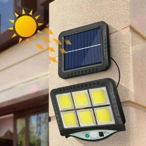 Вуличний ліхтар Solar light BK-128-6 COB на сонячній батареї з датчиком руху  ⁇  Зовнішній світильник від компанії Show Market - фото 1