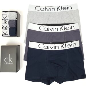 Комплекти чоловічої білизни 3шт Calvin Klein. Чоловічі труси-боксери Кельвін Кляйн. Набір нижньої білизни в коробці