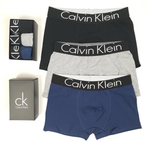 Набір чоловічої нижньої білизни 3шт Calvin Klein. Чоловічі труси-боксери в коробці Кельвін Кляйн. Набір чоловічих трусів
