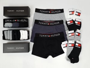 Шкарпетки та труси брендовані Томмі Хілфігер у коробці. Набір трусів 3шт та шкарпеток 9 пар Tommy Hilfiger