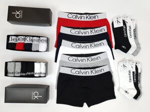 Набір чоловічих трусів боксерів 5 шт та низькі шкарпетки 6 пар Calvin Klein. Труси чоловічі шкарпетки Кельвін Кляйн XXXL