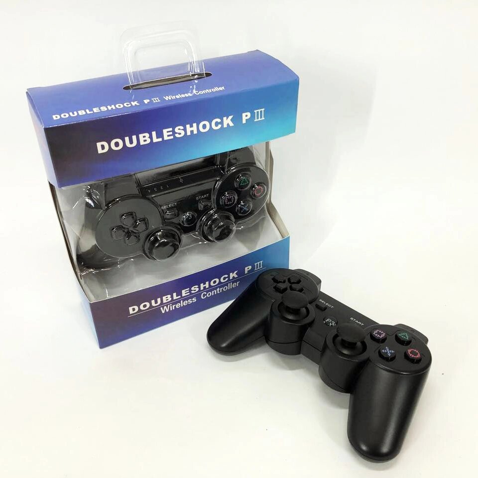 Бездротовий ігровий геймпад Doubleshock PS3/PC акумуляторний джойстик з функцією вібрації. Колір: чорний від компанії Магазин електрики промислових товарів та інструментів - фото 1