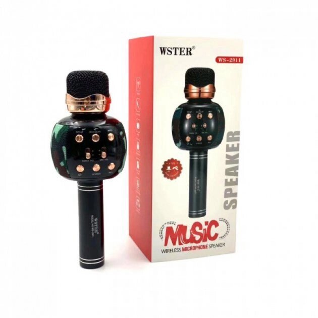 Бездротовий мікрофон караоке Blutuz Wster WS-2911 Bluetooth динамік. Колір: камуфляж від компанії Магазин електрики промислових товарів та інструментів - фото 1