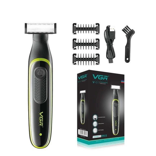 Чоловічий акумуляторний триммер для бороди та вусів VGR V-017 верстат для вологого та сухого гоління від компанії Магазин електрики промислових товарів та інструментів - фото 1