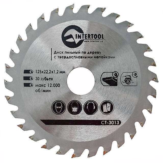 Диск пильний по деревині із твердосплавними напайками 125x22x1.4 мм, 30 зубів INTERTOOL CT-3013 від компанії Магазин електрики промислових товарів та інструментів - фото 1
