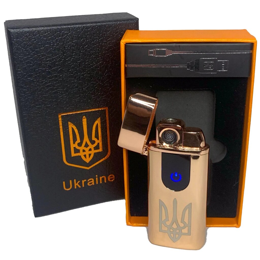 Електрична та газова запальничка Україна із USB-зарядкою HL-431. Колір: золотий від компанії Магазин електрики промислових товарів та інструментів - фото 1