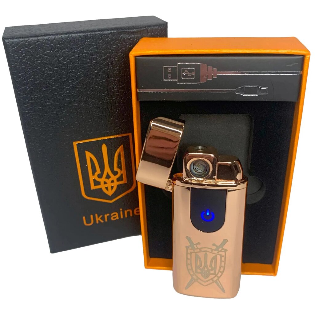 Електрична та газова запальничка Україна із USB-зарядкою HL-432. Колір: золотий від компанії Магазин електрики промислових товарів та інструментів - фото 1