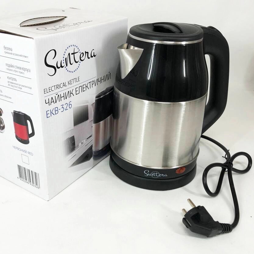 Електрочайник Suntera EKB-326S, добрий електричний чайник, електронний чайник. Колір: срібний від компанії Магазин електрики промислових товарів та інструментів - фото 1