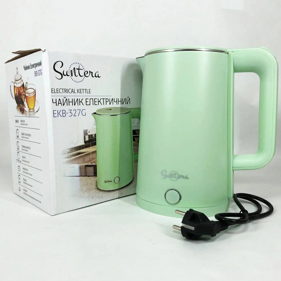 Електрочайник Suntera EKB-327G, стильний електричний чайник, електронний чайник, дисковий чайник від компанії Магазин електрики промислових товарів та інструментів - фото 1