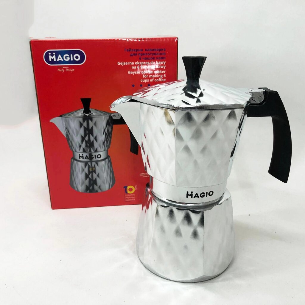 Гейзерна кавоварка Magio MG-1004, гейзерна турка для кави, гейзерна кавоварка з нержавіючої сталі від компанії Магазин електрики промислових товарів та інструментів - фото 1