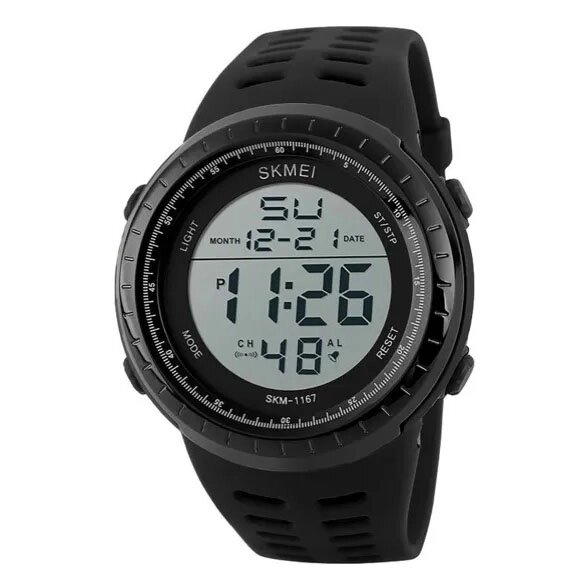 Годинник наручний чоловічий SKMEI 1167BK BLACK, армійський годинник протиударний. Колір: чорний від компанії Магазин електрики промислових товарів та інструментів - фото 1