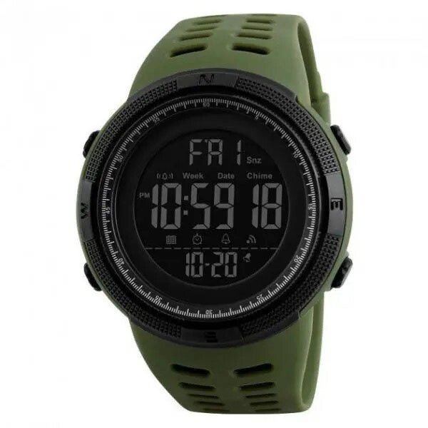 Годинник наручний чоловічий SKMEI 1251AG ARMY GREEN, годинник наручний електронний тактичний. Колір: зелений від компанії Магазин електрики промислових товарів та інструментів - фото 1