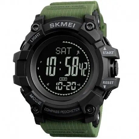 Годинник наручний чоловічий SKMEI 1356AG ARMY GREEN, армійський годинник протиударний. Колір: зелений від компанії Магазин електрики промислових товарів та інструментів - фото 1