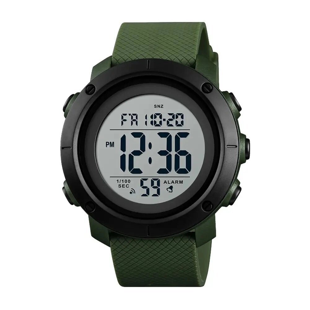 Годинник наручний чоловічий SKMEI 1434AGWT ARMY GREEN-WHITE, годинник армійський оригінал. Колір: зелений від компанії Магазин електрики промислових товарів та інструментів - фото 1