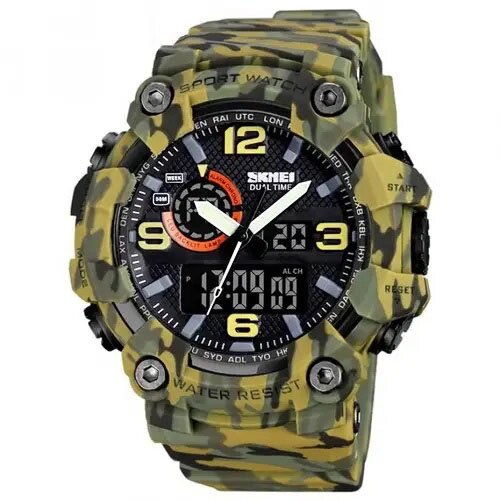 Годинник наручний чоловічий SKMEI 1520CMGN CAMO GREEN, годинник військовий чоловічий, для військовослужбовців. Колір: від компанії Магазин електрики промислових товарів та інструментів - фото 1