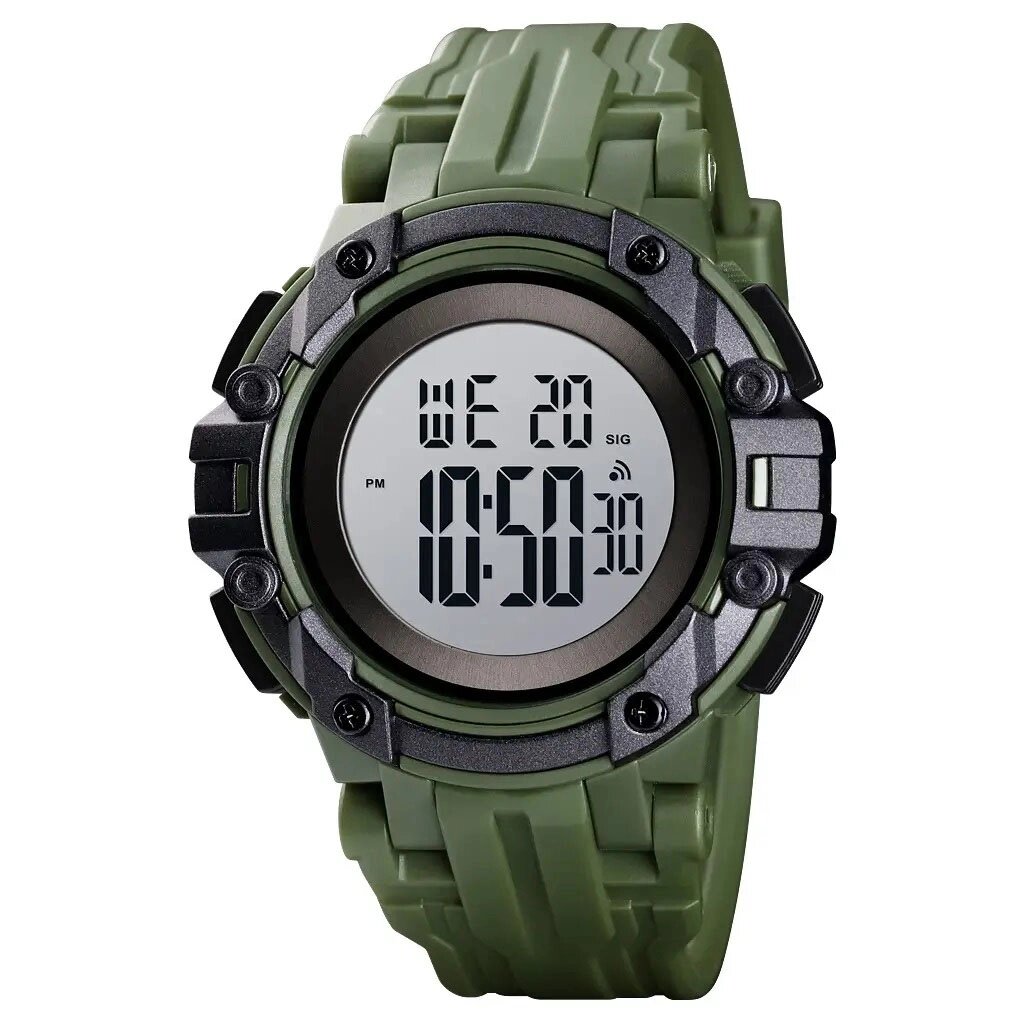 Годинник наручний чоловічий SKMEI 1545AG ARMY GREEN, армійський годинник протиударний. Колір: зелений від компанії Магазин електрики промислових товарів та інструментів - фото 1