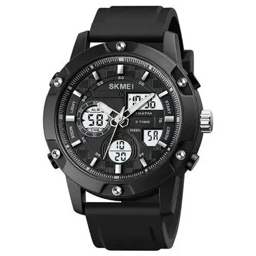 Годинник наручний чоловічий SKMEI 1757BKWT BLACK-WHITE, армійський годинник протиударний. Колір: чорний від компанії Магазин електрики промислових товарів та інструментів - фото 1