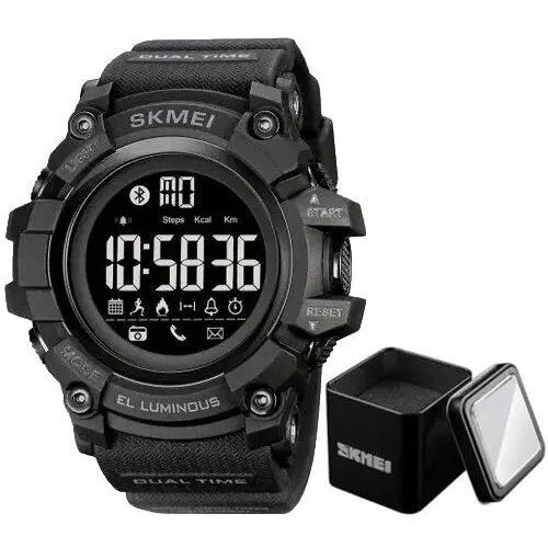 Годинник наручний чоловічий SKMEI 2053BK BLUETOOTH, BLACK, водонепроникний чоловічий годинник. Колір: чорний від компанії Магазин електрики промислових товарів та інструментів - фото 1