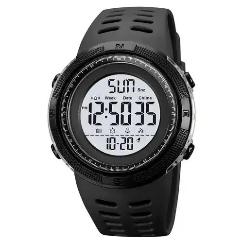 Годинник наручний чоловічий SKMEI 2070BKWT BLACK-WHITE, водостійкий тактичний годинник. Колір: чорний від компанії Магазин електрики промислових товарів та інструментів - фото 1